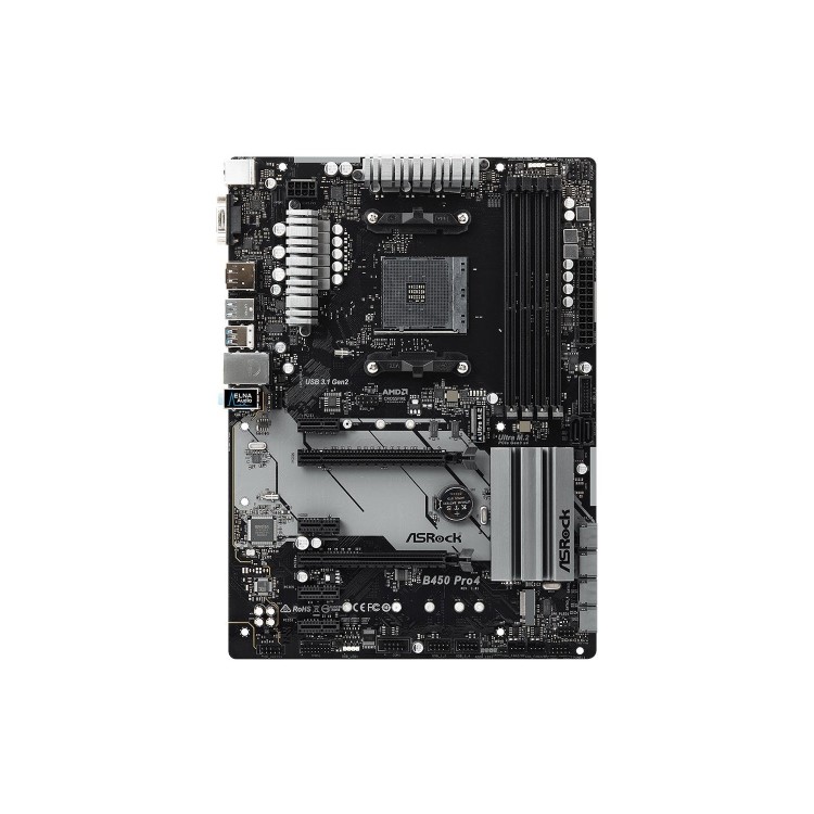 ASRock B450 Pro4 AMD Socket AM4 ATX VGA/HDMI/DisplayPort DDR4 USB C 3.1 Motherboard