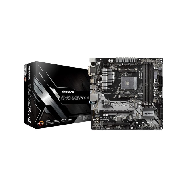 ASRock AMD B450M Pro4 Ryzen Micro ATX Motherboard