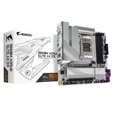 Gigabyte B650M AORUS ELITE AX ICE AMD AM5 DDR5 Micro ATX Wi-Fi Motherboard