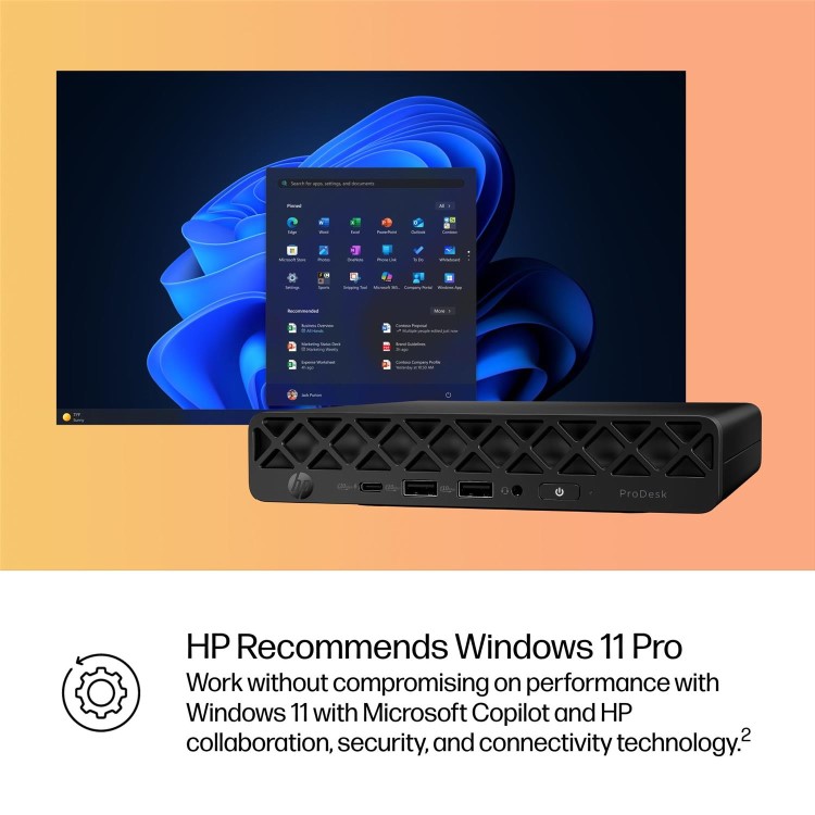 HP ProDesk 4 Mini G1i Intel Core Ultra 5 235T 16GB RAM 256GB SSD Windows 11 Pro Mini PC