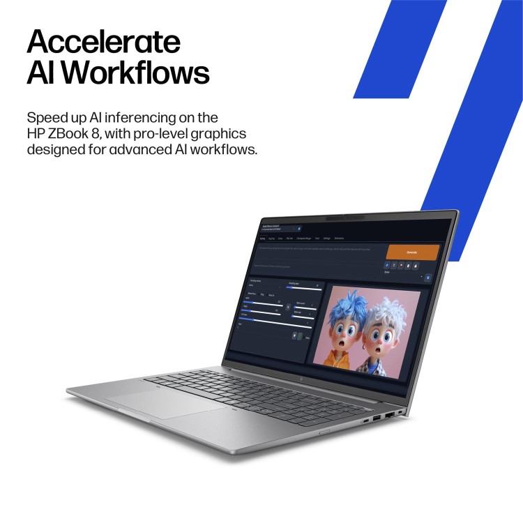 HP ZBook 8 G1i Intel Core Ultra 7 255H Mobile workstation 40.6 cm (16") WUXGA 32 GB DDR5-SDRAM 512 GB SSD NVIDIA RTX 500 Ada Wi-Fi 7 (802.11be) Windows 11 Pro AI Workstation, AI PC Silver