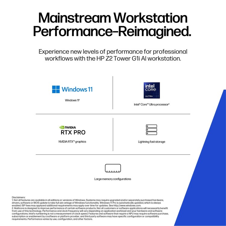 Z2 Tower G1i Workstation Desktop PC, Windows 11 Pro, Intel Core™ Ultra 7, 32GB RAM, 1TB SSD, RTX™ A1000