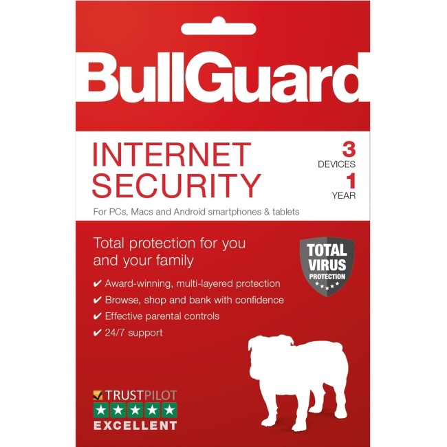 Bullguard Internet Security 1 Year 3 Device Multi Device Retail License English