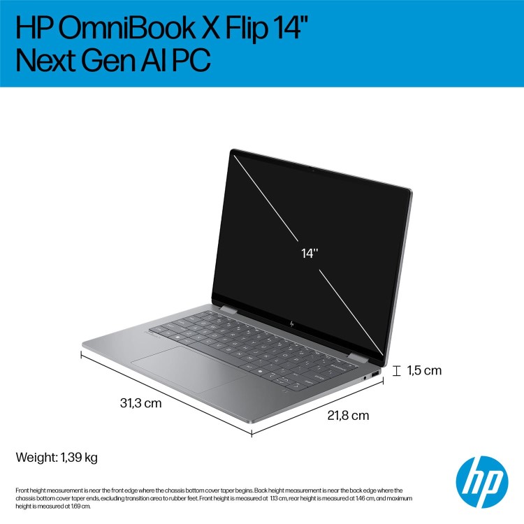 HP OmniBook X FlipNGAI 14-fk0004na Copilot+ PC AMD Ryzen AI 5 16GB RAM 512GB SSD 14 Inch Windows 11 Touchscreen Laptop