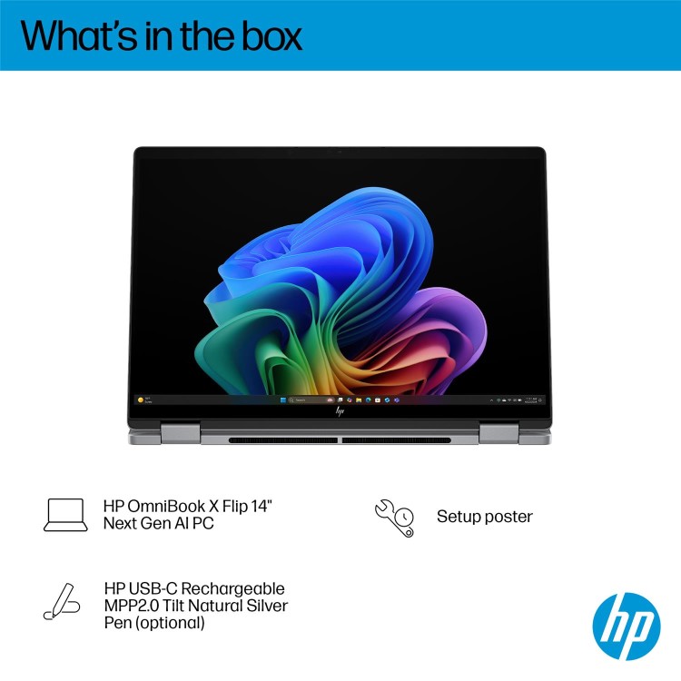 HP OmniBook X FlipNGAI 14-fk0004na Copilot+ PC AMD Ryzen AI 5 16GB RAM 512GB SSD 14 Inch Windows 11 Touchscreen Laptop