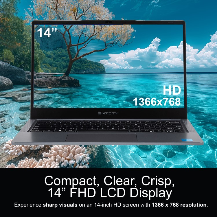 Entity Book 14 Intel Celeron 4GB RAM 128GB eMMC 14 Inch Windows 11 Laptop