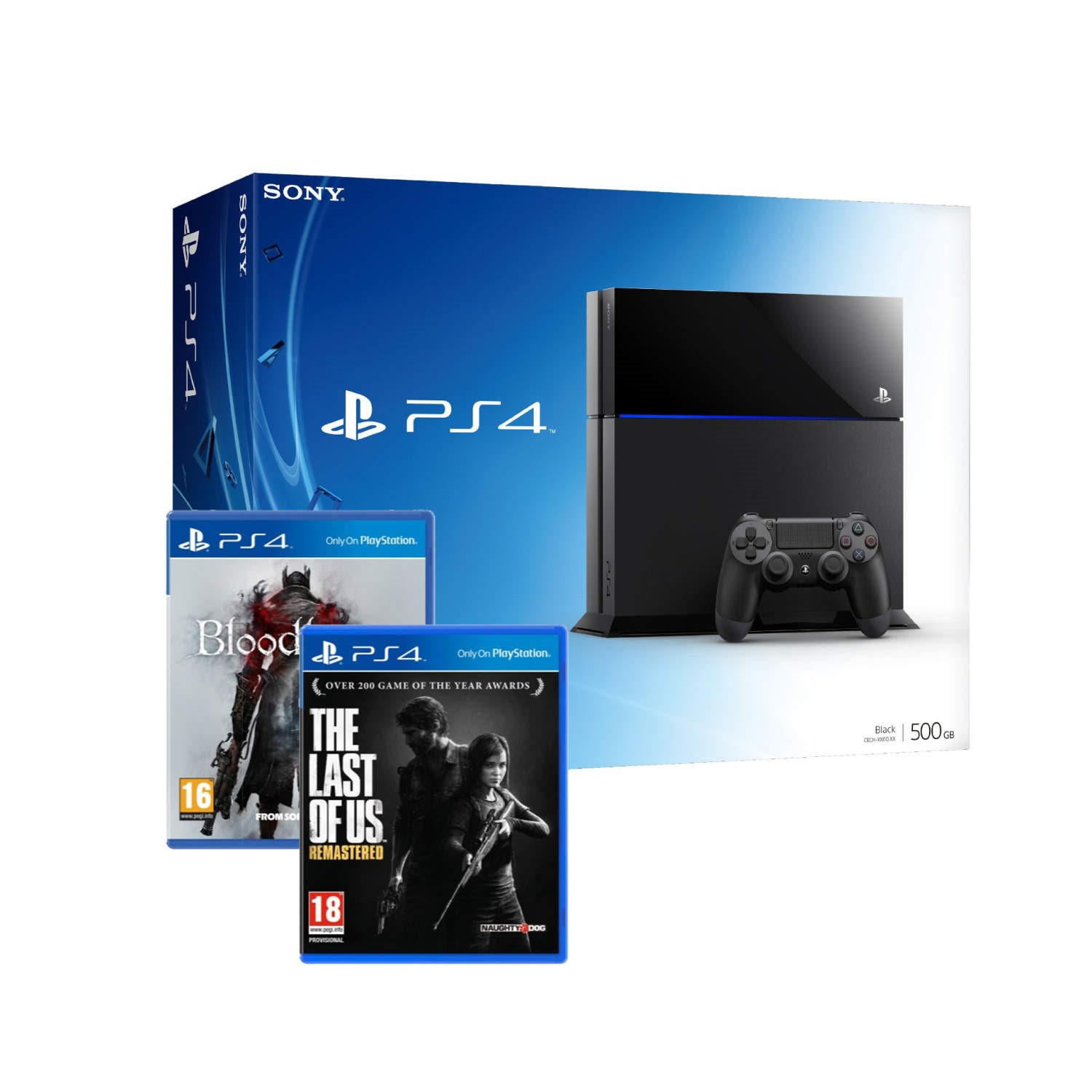 Sony Playstation 4 500GB Console with The Last of Us and Bloodborne bundle  - Laptops Direct