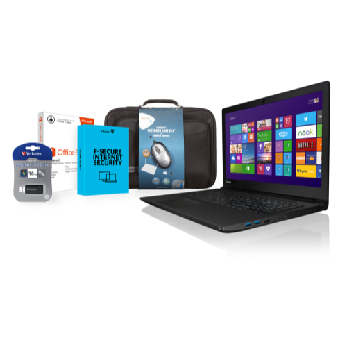 Toshiba R50 Bundle Office 365 Personal 15.6" Tech Air Bag & Mouse  32GB USB Stick 1Yr F-Secure Internet Secuerity