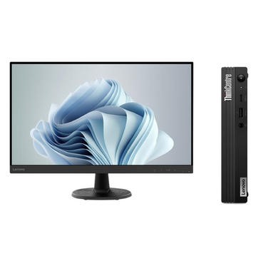 Lenovo ThinkCentre M60e Windows 11 Pro Tiny Desktop PC with Lenovo ThinkVision C27-40 27" FHD Monitor