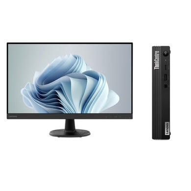 Lenovo ThinkCentre M60e Windows 11 Pro Tiny Desktop PC with Lenovo ThinkVision C27-40 27" FHD Monitor