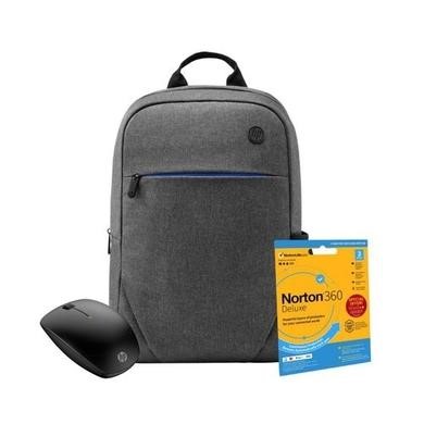 HP Prelude G2 15.6 Inch Backpack Laptop Bag with HP  Slim Wireless Mouse and 12 Month Subscription Norton 360 Deluxe Internet Security 