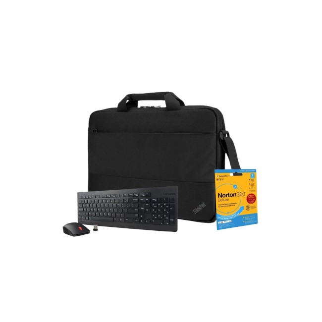 Lenovo Wireless Essentials with 15.6 Inch Topload Carrying Case and Norton 360 Deluxe Internet Security