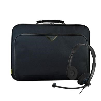 Tech Air 15.6 Inch Briefcase Laptop Bag Black and EPOS IMPACT SC60 USB ML Double Sided On-ear Stereo with Microphone Headset