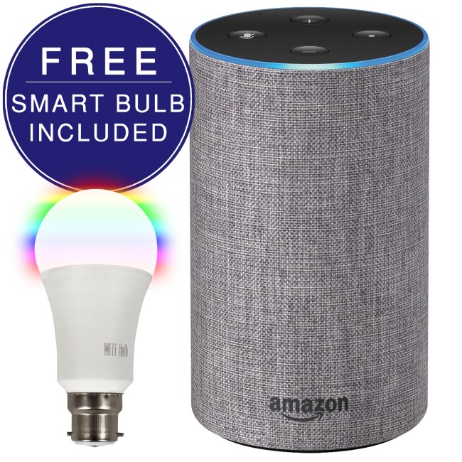 Amazon Echo 2nd Gen Smart Hub Heather Grey with FREE B22 Smart Bulb