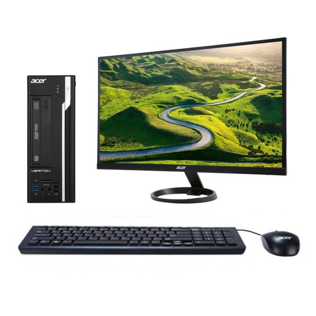 Acer Veriton X2640G Core i3-7100 4GB 500GB Win 10 Pro Desktop + Acer 21.5" HDMI DVI Monitor Bundle