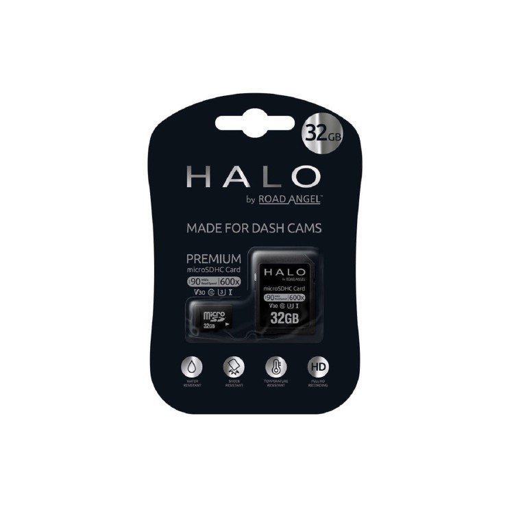 Road Angel Halo Pro 2K Front and 1080p Full HD Rear Dash Cam with 32GB SD Card and HWK