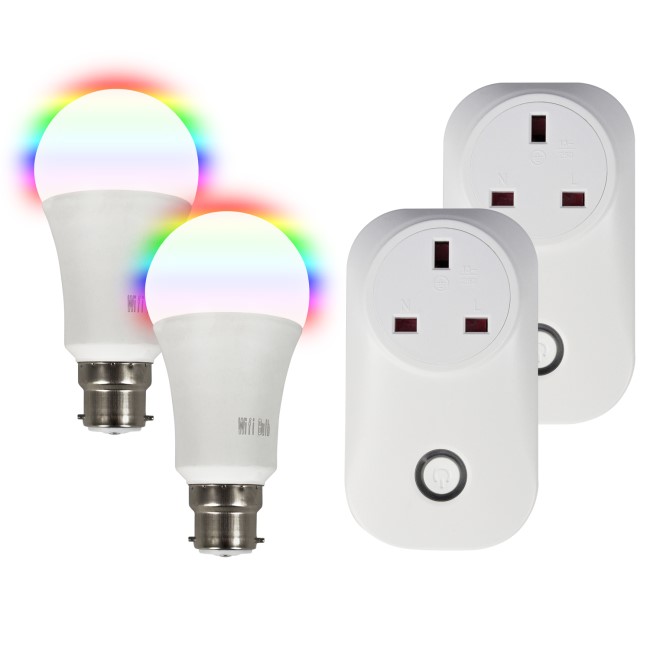 electriQ B22 Smart bulb and Wi-Fi plug - Twin bundle