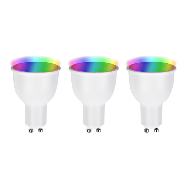 electriQ Smart Lighting dimmable colour Wifi Bulb with GU10 Spotlight fitting - Pack of 3