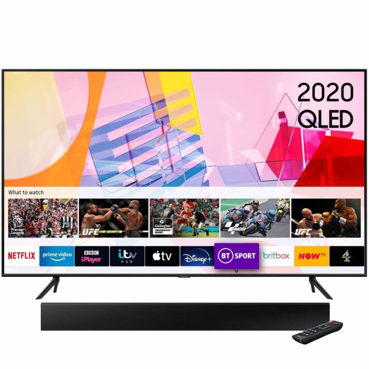 Samsung QE43Q60TAUXXU 43" 4K Ultra HD HDR10+ Smart QLED TV with Soundbar and Subwoofer