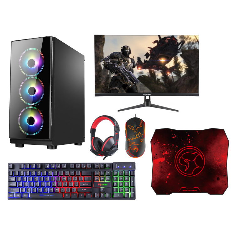 REACT Core i3-10100F 16GB 1TB SSD GeForce GT 1030 No OS Desktop Gaming PC With Marvo Scorpion CM409-UK & electriQ Gaming Monitor Gaming PC Bundle