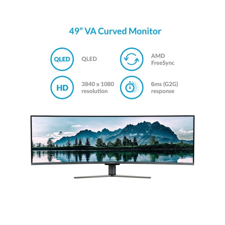 Bundle of Refurbished HP EliteDesk 800 G4 Win11 Pro SFF Desktop and New electriQ 49" QLED UltraWide Curved Monitor