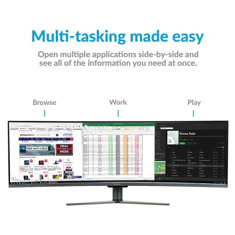 Bundle of Refurbished HP EliteDesk 800 G4 Win11 Pro SFF Desktop and New electriQ 49" QLED UltraWide Curved Monitor