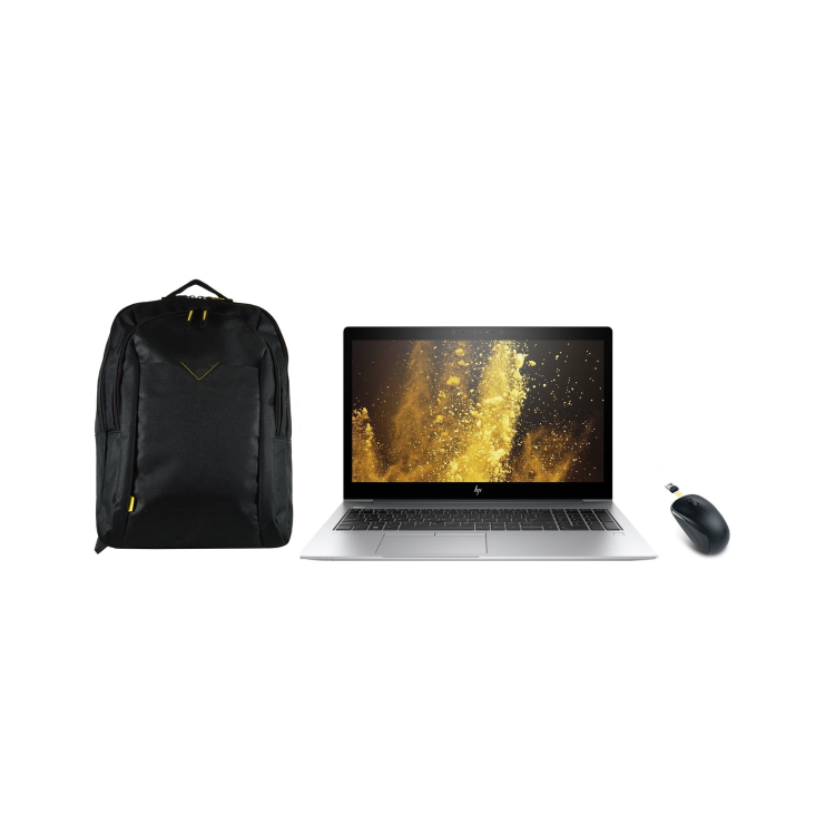 Refurbished HP EliteBook 850 G5 Ultrabook 15.6 Inch Laptop with Laptop Backpack and Genius NX-7000 Wireless Mouse Black