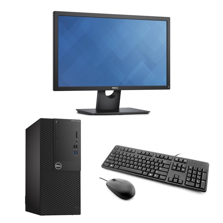 Dell OptiPlex 2050 Core i3-7100 4GB 500GB HD Win 10 Pro Desktop + Dell 21.5" VGA DP Monitor Bundle