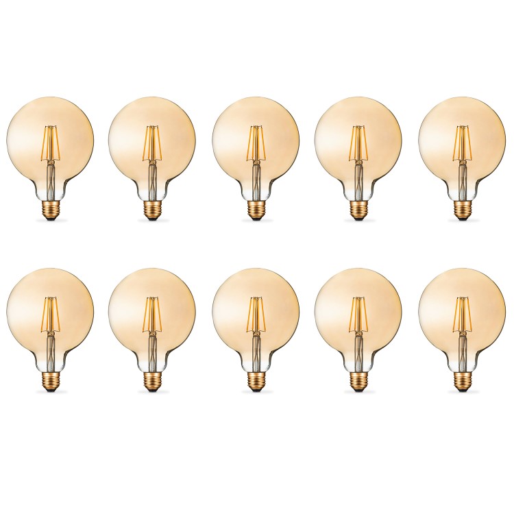 electriQ Smart Filament Bulb Large Round E27 Amber 5w - 10 Pack