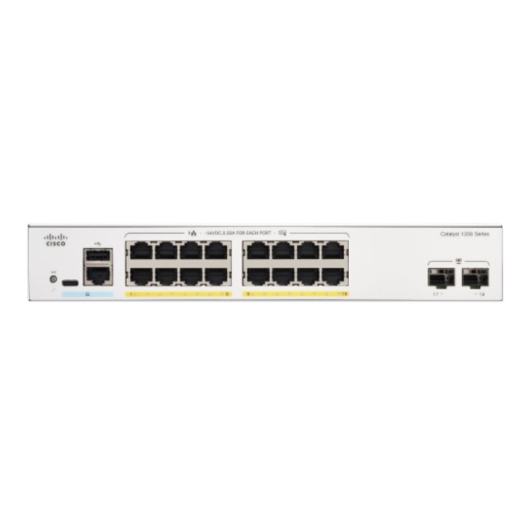 Cisco Catalyst 1200 Series 1200 16-Port Gigabit PoE+ SFP Smart L3 Rack-mountable Switch 120W