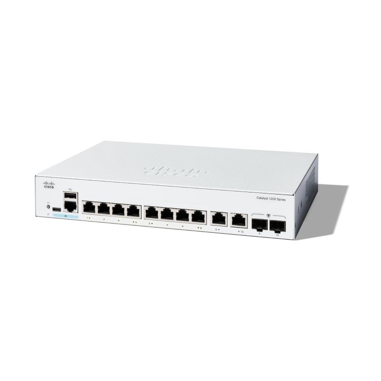 Cisco Catalyst 1200-8T-E-2G 2 x Combo Gigabit SFP/RJ-45 Desktop Rack-Mountable Managed Network Switch