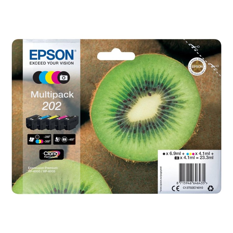 Epson Multipack 202 - 5-pack - black yellow cyan magenta photo black - original - blister - ink cartridge - for Expression Premium XP-6000 XP-6005