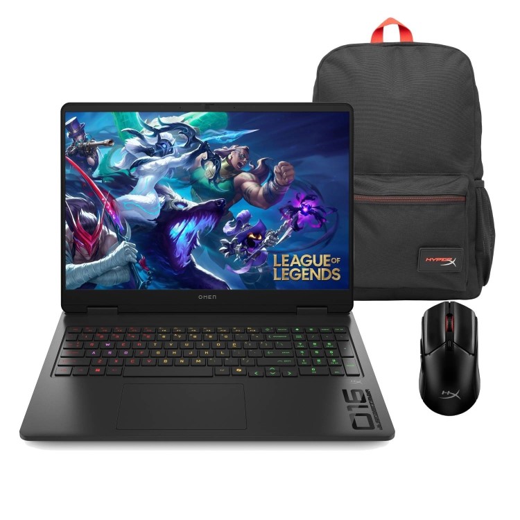 HP OMEN Intel Core i7 24GB RAM 1TB SSD RTX 5060 Windows 11 Gaming Laptop with HyperX Pulsefire Haste Wireless Mouse and HyperX Delta Backpack