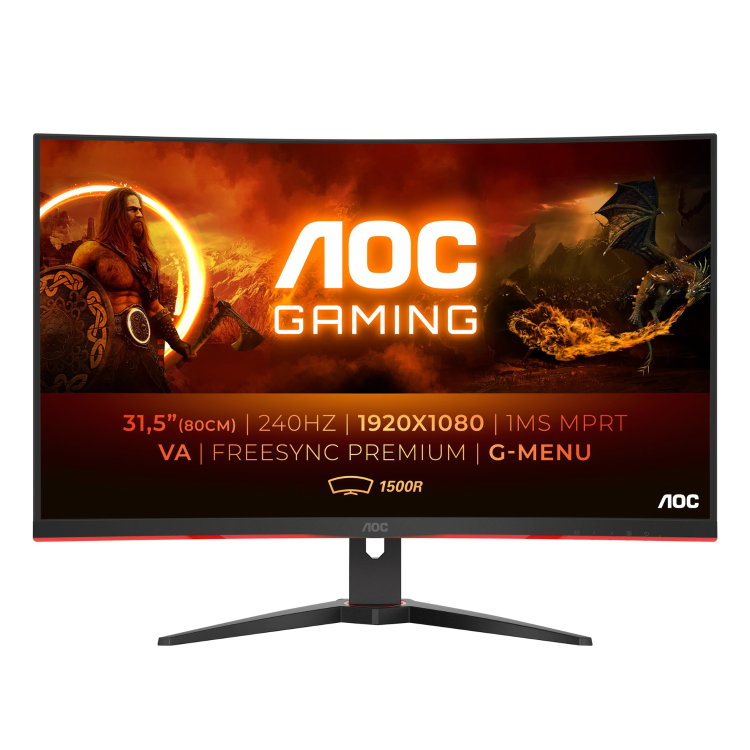 AOC C32G2ZE 31.5" VA Full HD 240Hz 0.5ms Curved Gaming Monitor