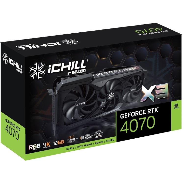 Inno3D NVIDIA GeForce RTX 4070 iCHILL X3 DLSS 3 12GB 2535MHz GDDR6X Graphics Card
