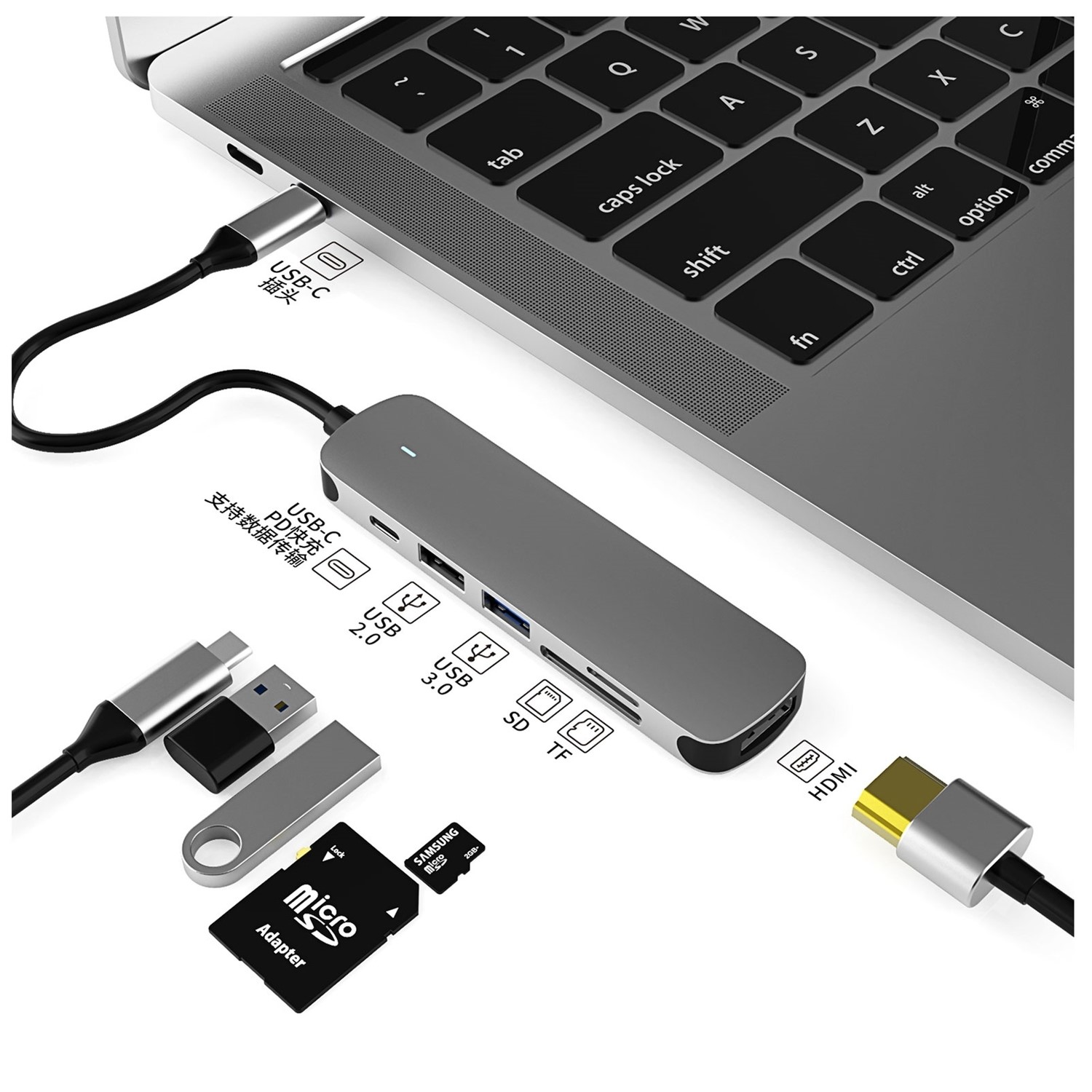 Prevo C605A USB Type-C 6-In-1 Hub Docking Station - Laptops Direct