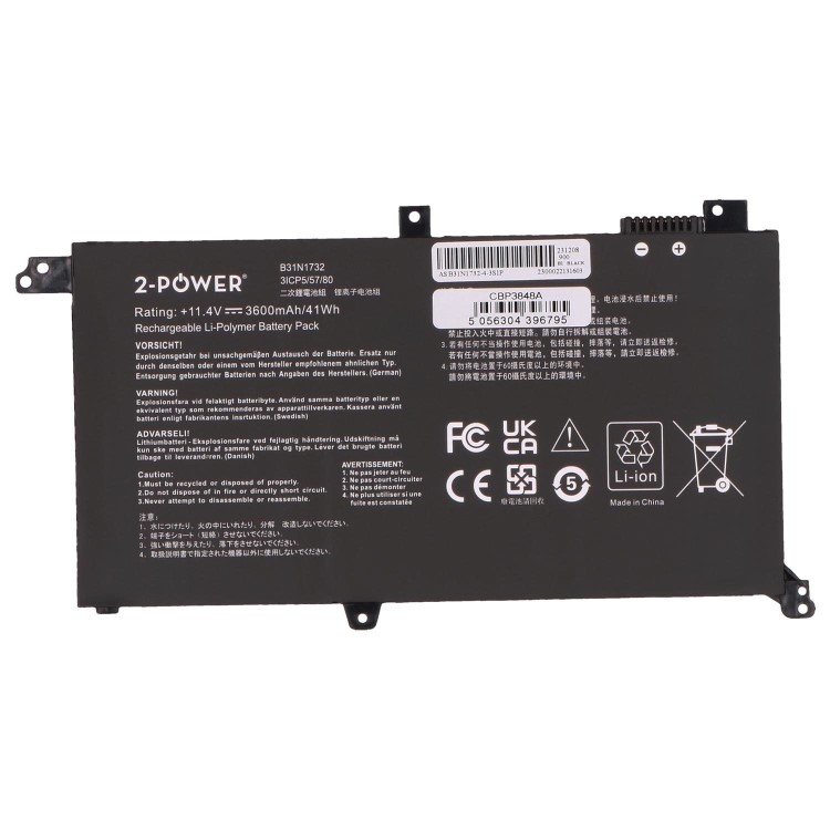 2-Power Laptop Battery Pack 11.4V 3600mAh