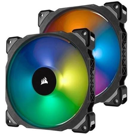 Corsair ML140 PRO RGB LED 140MM PWM Premium Magnetic Levitation Fan - Twin Fan Pack with Lighting Node PRO
