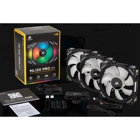 Corsair ML140 PRO RGB LED 140MM PWM Premium Magnetic Levitation Fan - Twin Fan Pack with Lighting Node PRO
