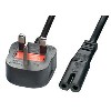 Generic Mains Power Cable UK Figure of 8 Connector 2 Metres