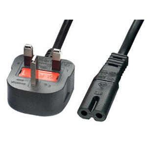 Generic Mains Power Cable UK Figure of 8 Connector 2 Metres