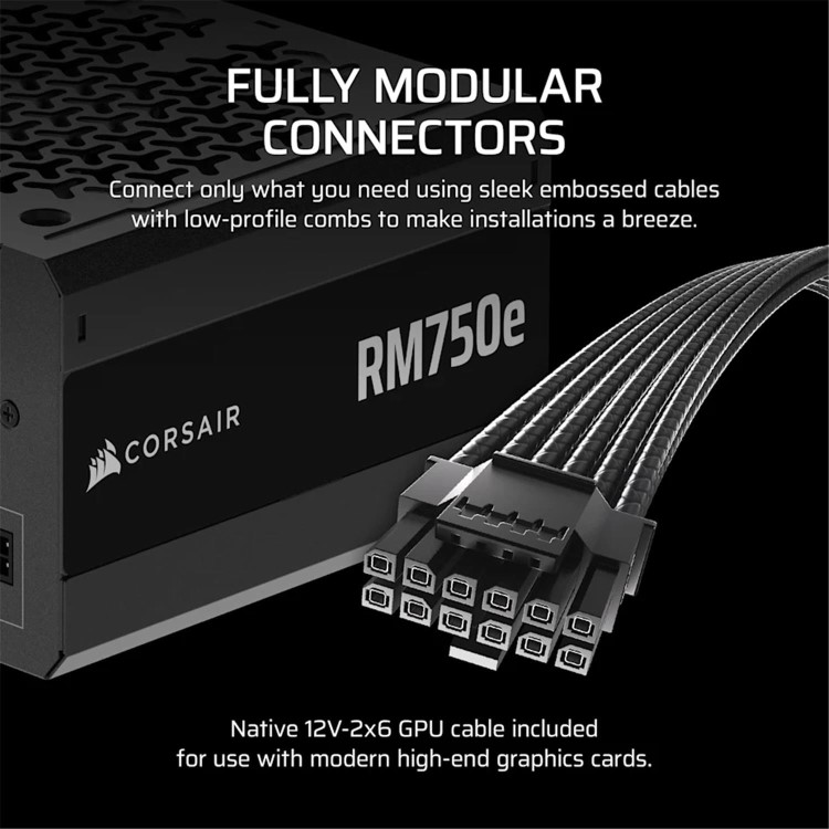 CORSAIR 750W RMe SERIES, RME750E PSU, GOLD CERTIFIED, FULLY MODULAR