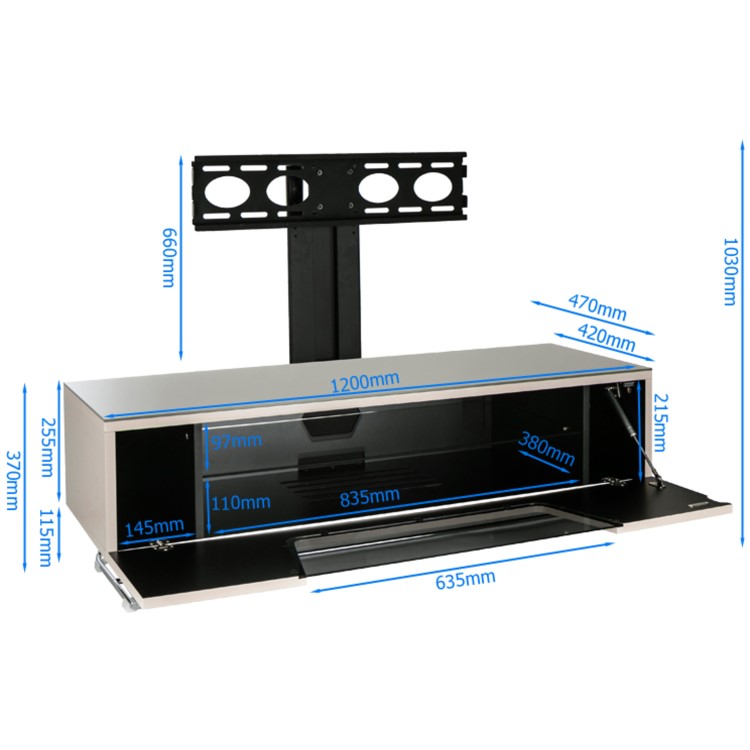 Alphason CRO2-1200BKT-IV Chromium 2 TV Cabinet with Bracket for up to 50" TVs - Ivory 