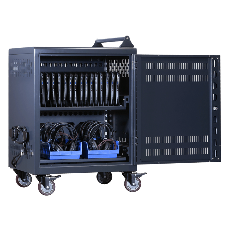 Power Technologies CRT-LTE-B30L-U Single Door Charge Store and Transport 15 to 30 Chromebooks or Tablets up to 14 Inches