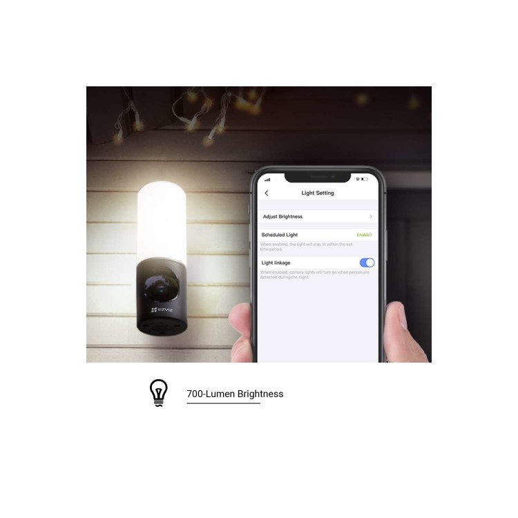 EZVIZ LC3 2K Smart Security Outdoor Wall-light PTZ Camera