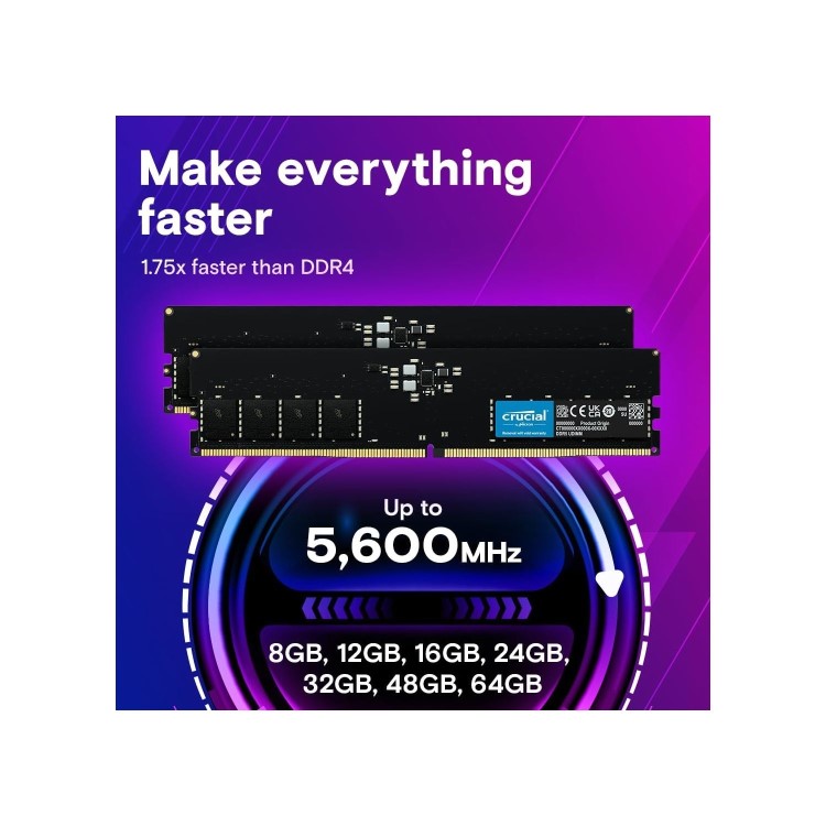 Crucial 16GB (1x16GB) DIMM 2800MHz DDR5 Desktop Memory