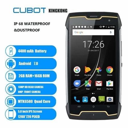Cubot King Kong Black 5.0inch 16GB 3G Dual SIM IP68 4400mAh Battery Unlocked & SIM Free