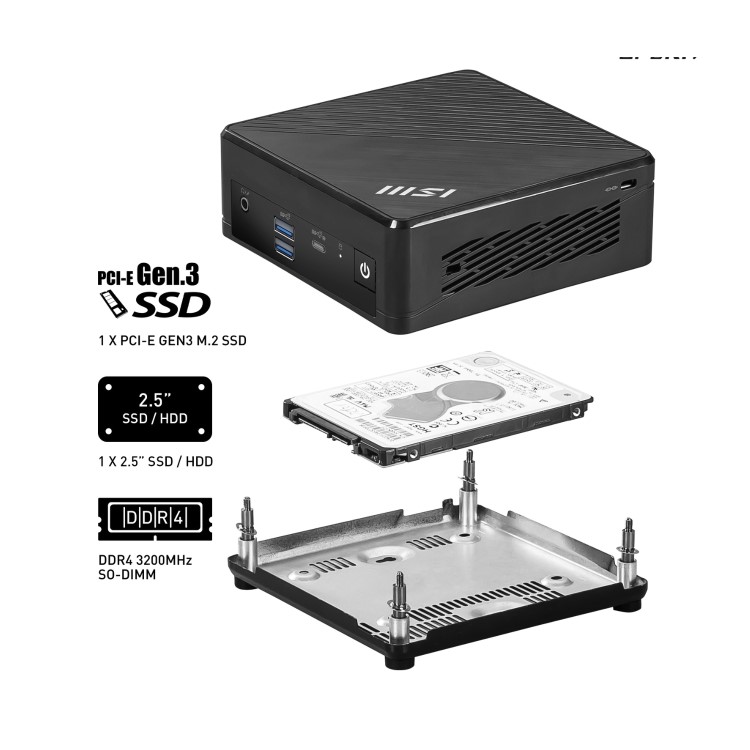 MSI Cubi N ADL Intel N100 4GB RAM 128GB M.2 SSD Windows 11 Pro Mini Desktop PC