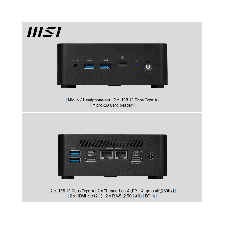 MSI Cubi NUC 13MQG SFF Intel Core i7 1365U vPRO Barebone PC