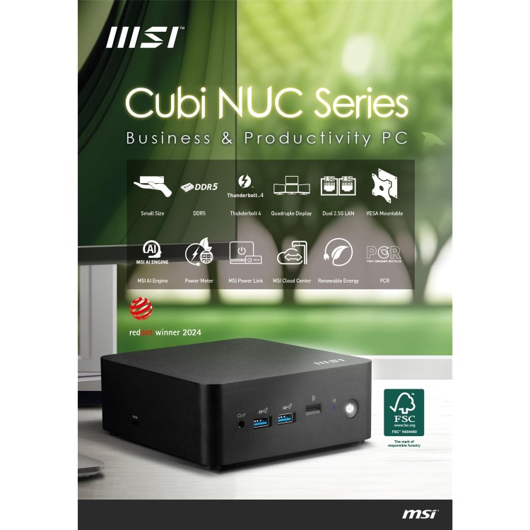 MSI Cubi NUC 1M SFF Intel Core 5 120U 16GB RAM 512GB SSD Windows 11 Pro Mini PC